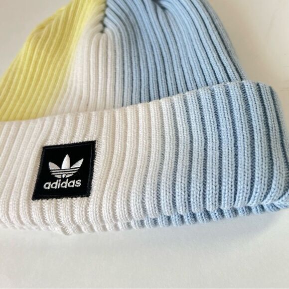 adidas Blue & Yellow Ombré Wash Beanie Knit Hat OSFA - Picture 3 of 11